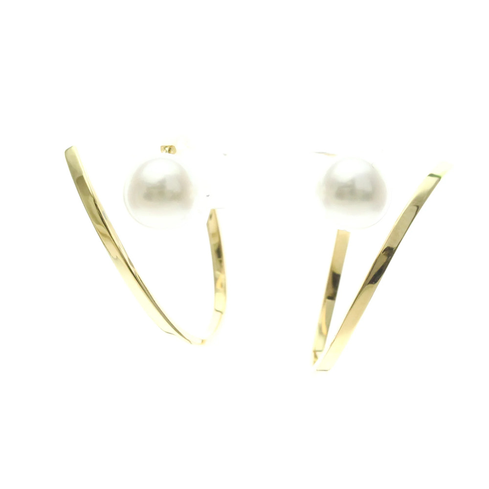 Tasaki Afine Earrings Pearl Yellow Gold (18K) Hoop Earrings Gold